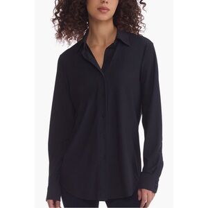 COMMANDO | $228 Classic Oversized Button-Up Shirt in Black, Size Medium